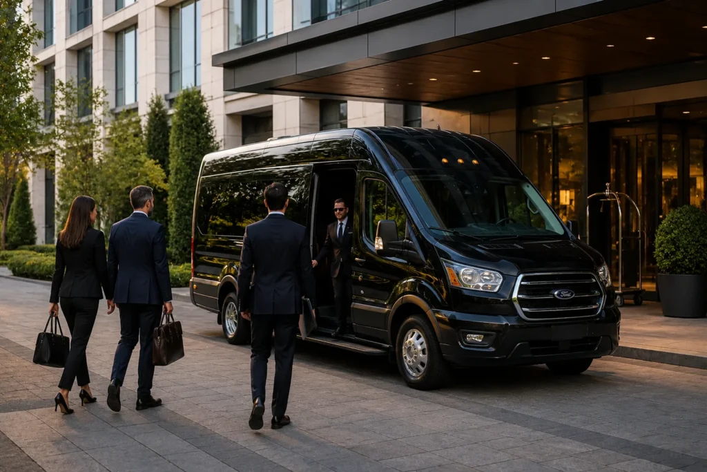 Professional hourly transportation service with a shuttle van for corporate meetings conferences and executive travel